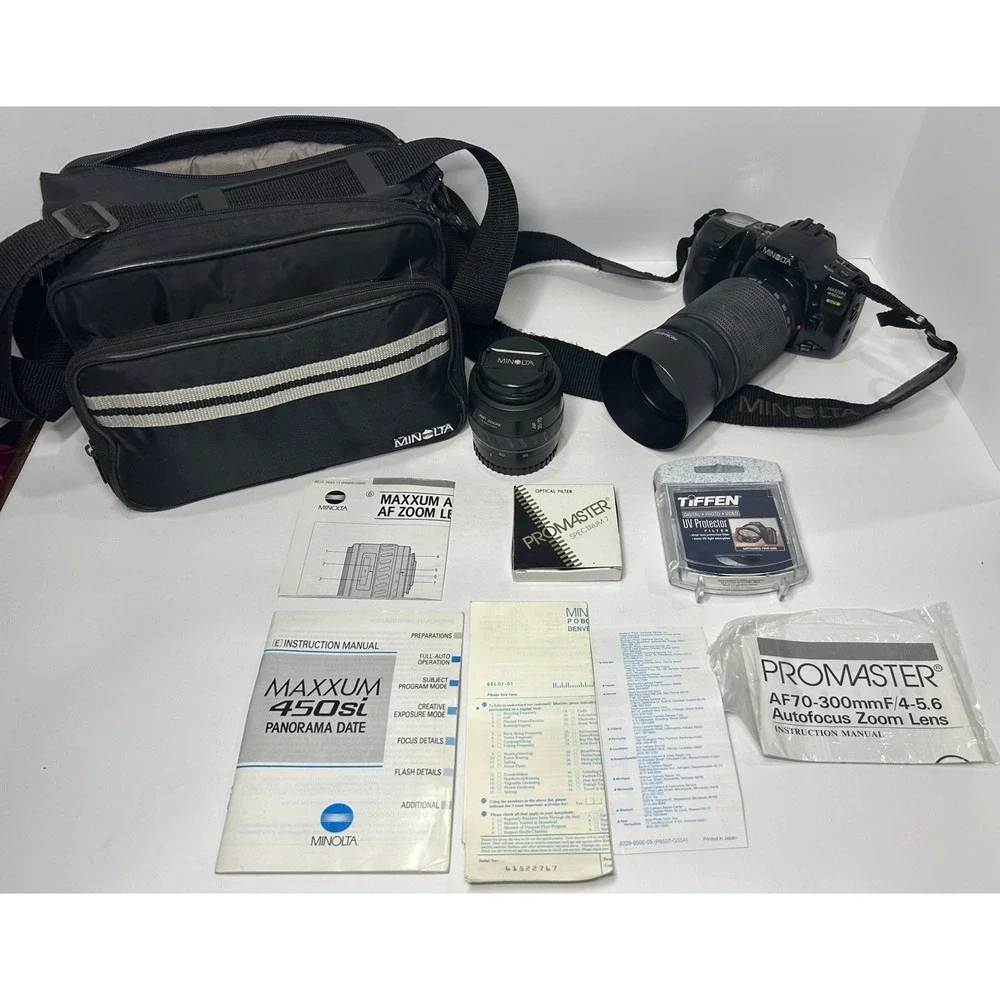 Minolta Maxxum 400si 35mm SLR‎ Film Camera PARTS/REPAIR AF Zoom Promaster Lense